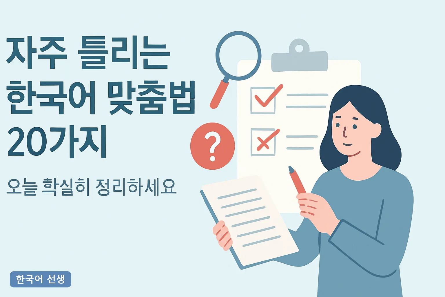 자주 틀리는 한국어 맞춤법 20가지 — 오늘 확실히 정리하세요