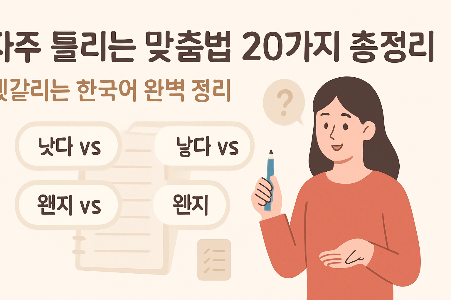 자주 틀리는 맞춤법 20가지 총정리 – 헷갈리는 한국어 완벽 정리