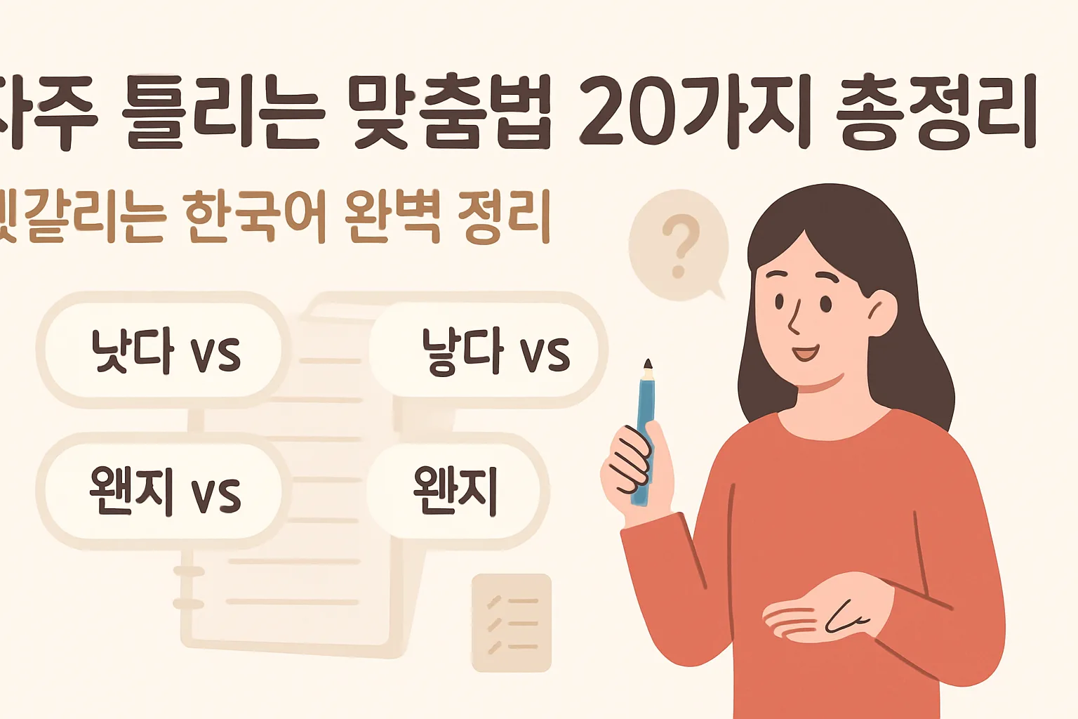 자주 틀리는 맞춤법 20가지 총정리 – 헷갈리는 한국어 완벽 정리