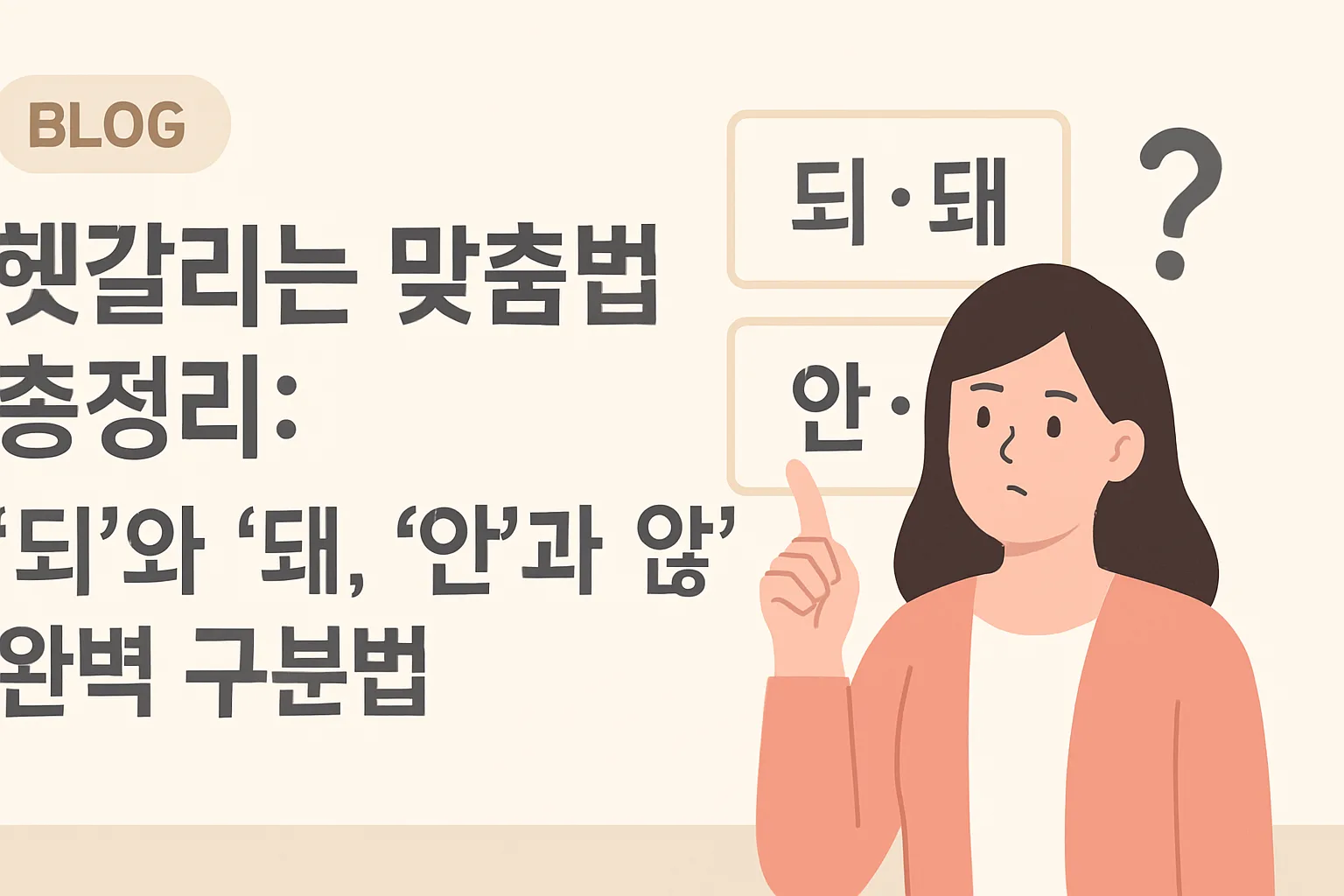 헷갈리는 맞춤법 총정리: ‘되’와 ‘돼’, ‘안’과 ‘않’ 완벽 구분법
