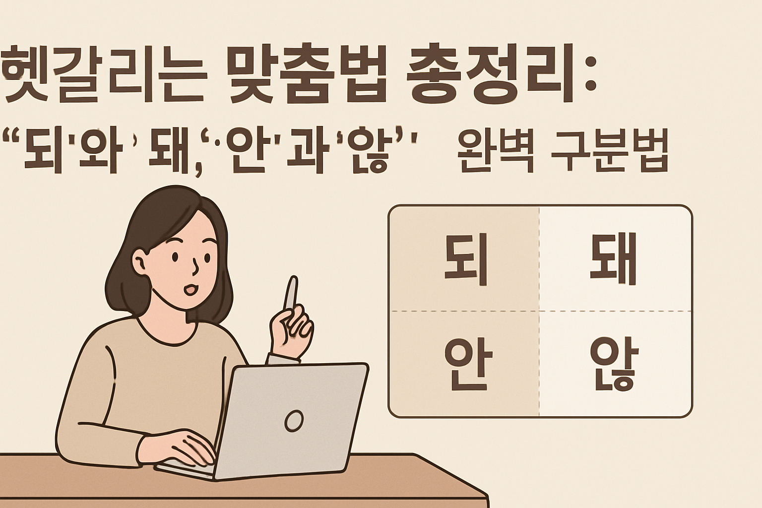 헷갈리는 맞춤법 총정리: ‘되’와 ‘돼’, ‘안’과 ‘않’ 완벽 구분법