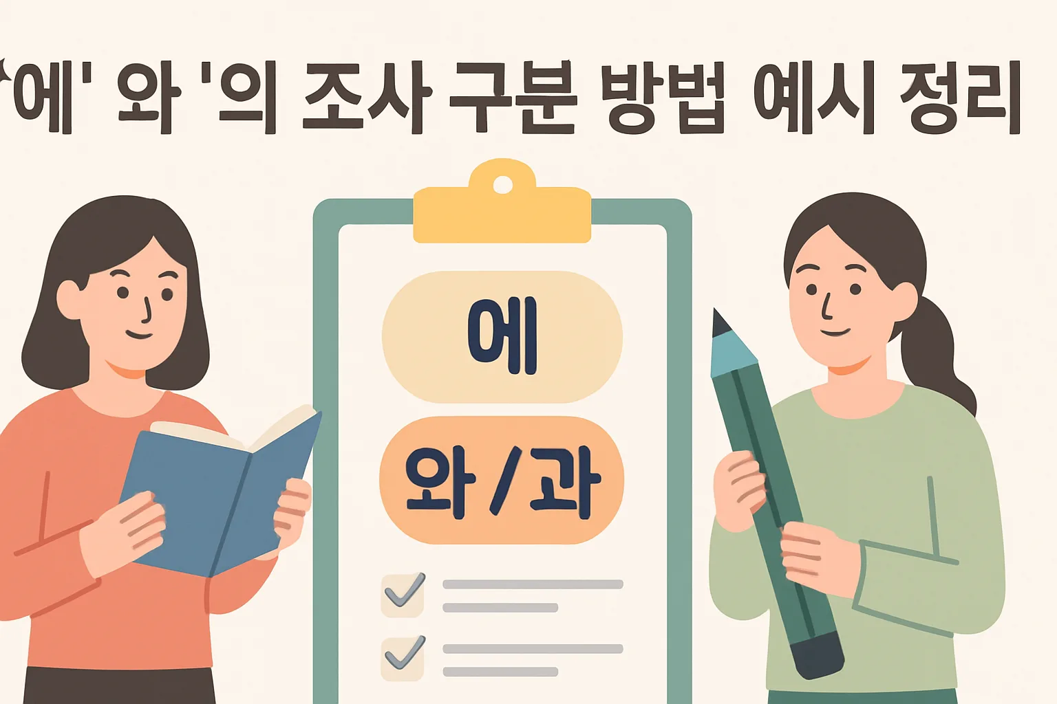 에 와 의 조사 구분 방법 예시 정리