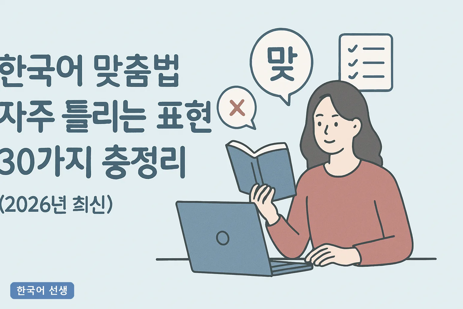 한국어 맞춤법 자주 틀리는 표현 30가지 총정리 (2026년 최신) 5초 판별 공식과 예문 정리