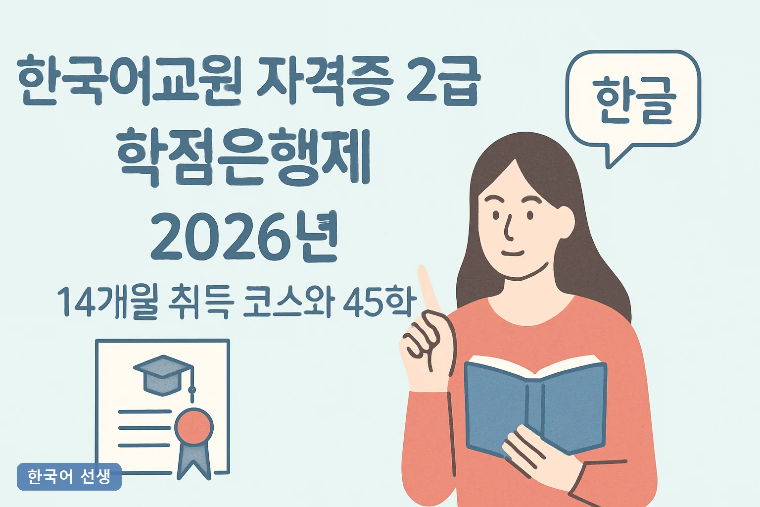 한국어교원 자격증 2급 학점은행제 2026년 14개월 취득 코스와 45학점 총비용 실계산