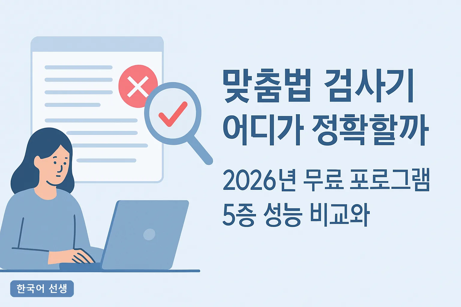 맞춤법 검사기 어디가 정확할까 2026년 무료 프로그램 5종 성능 비교와 100문장 실측 결과